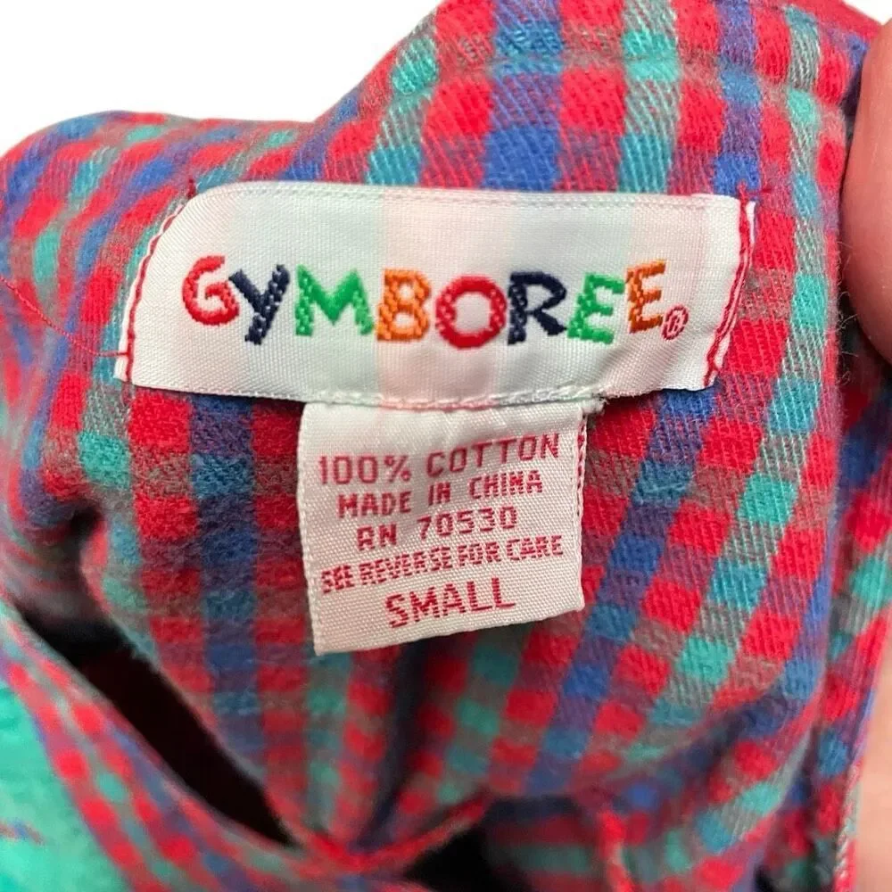 Vintage Gymboree Color Block‎ Overalls Size S Plaid Cotton Rainbow Tag